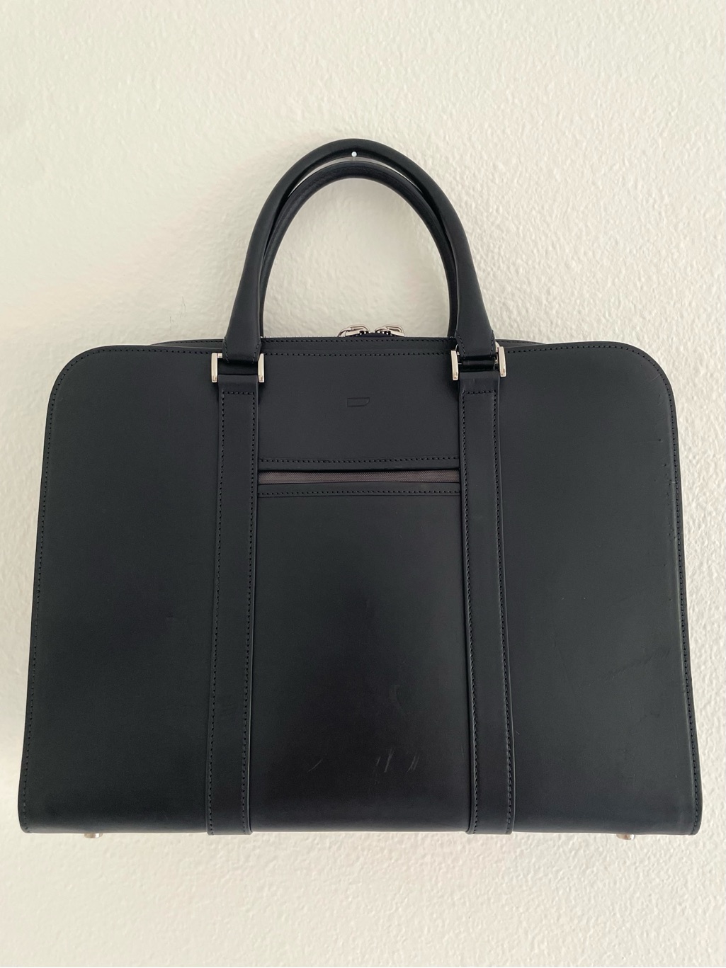 Carl Friedrik Palissy Briefcase, Navy Italian Vachetta Leather 15” Laptop Bag — image 3 of 8